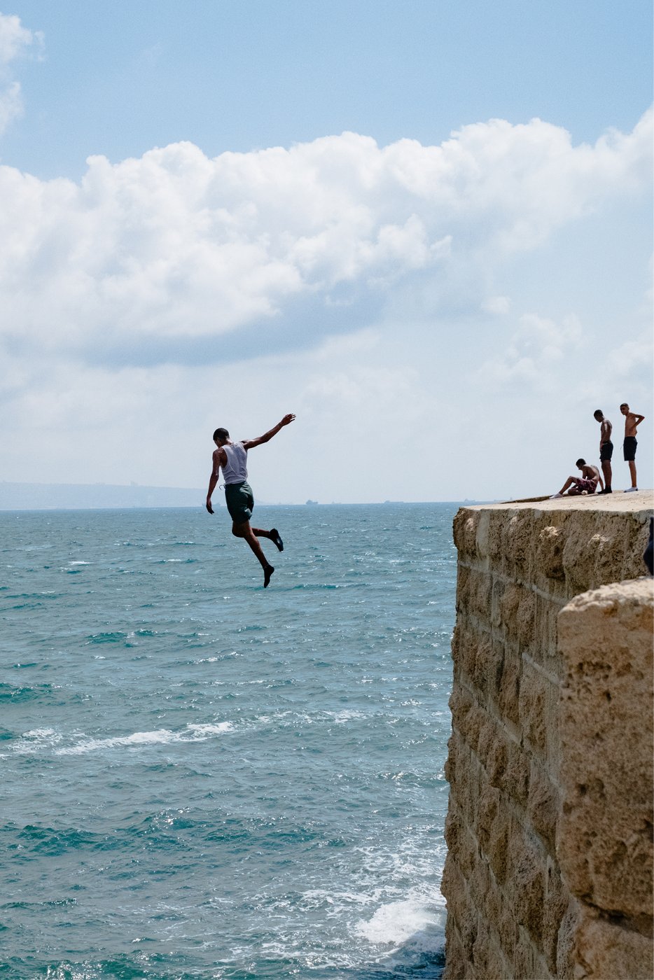 Jumping from the sea wall